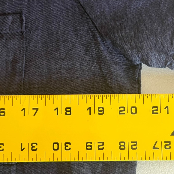 Elena Baldini Blouse Women's Size M Dark Blue Button Up Collared Linen - Picture 6 of 8